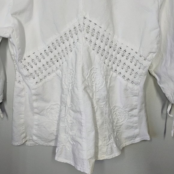 G Designs Y2K White Top Womens Medium Collar Knit Floral Cottagecore Boho Chic - Picture 5 of 12